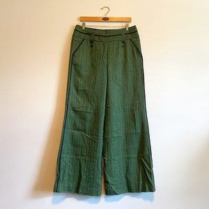 Anthropologie Leifsdottir Green Herringbone Wool Pants, 12